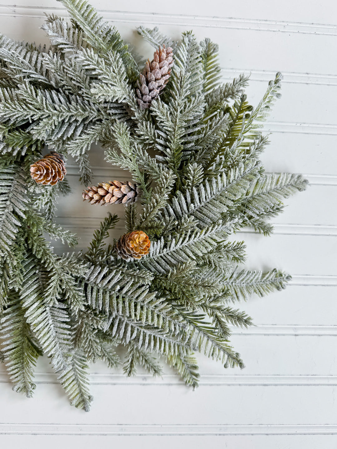 Frosted Hemlock Pine Table Wreath With Cones