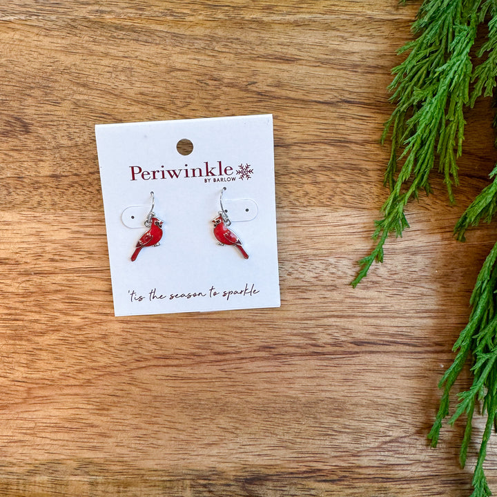 Red Enamel Cardinals Earrings