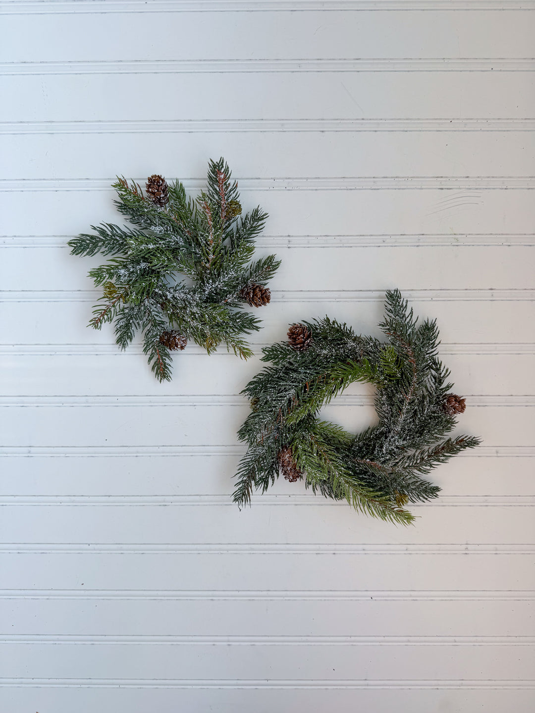 Frosted White Spruce Candle Ring