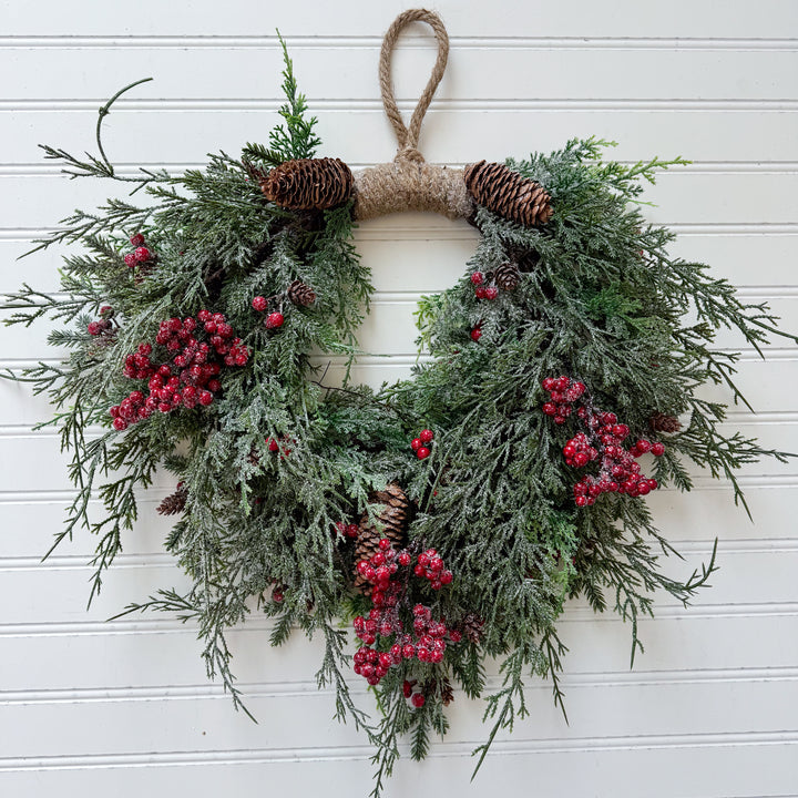 Divinity Berry Cedar Heart Wreath