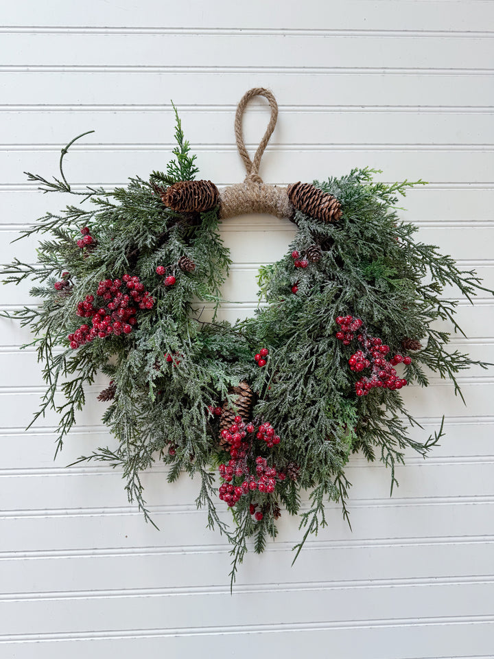 Divinity Berry Cedar Heart Wreath