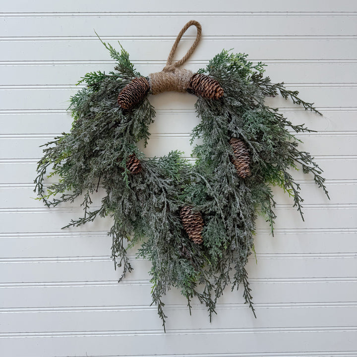 Silver Thread Cedar Wreath