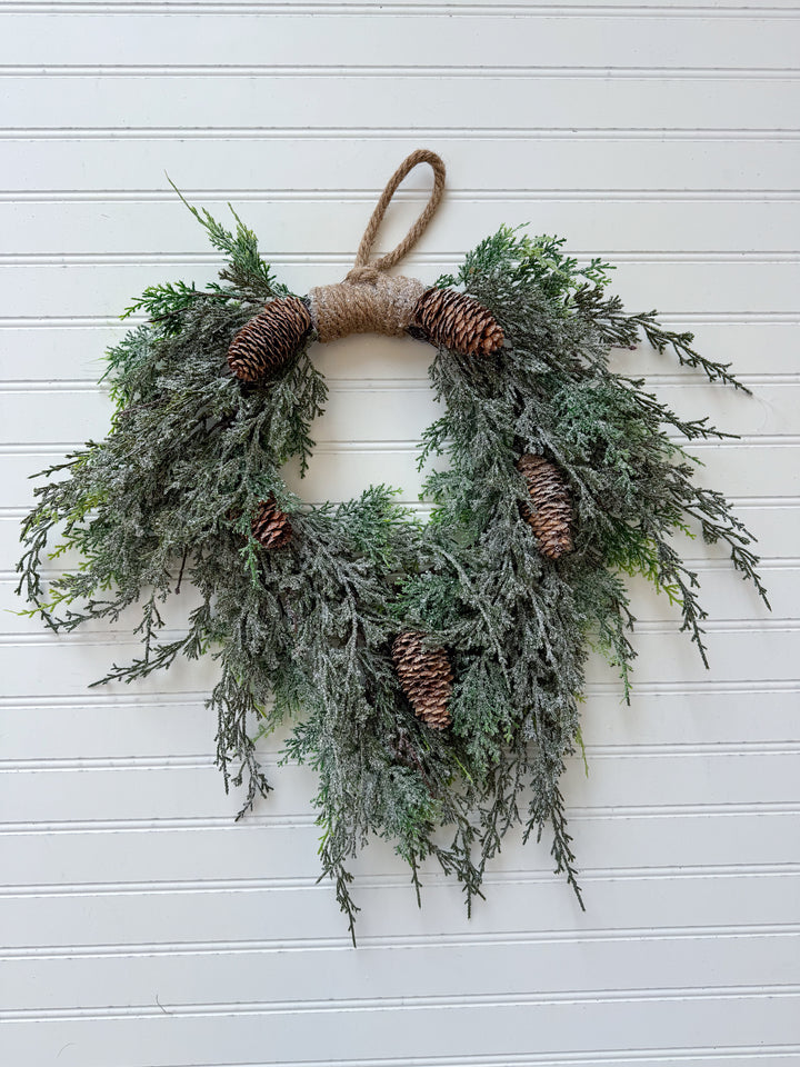 Silver Thread Cedar Wreath