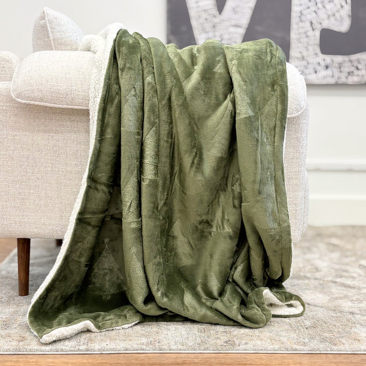 Tree Pattern Sherpa Lined Throw