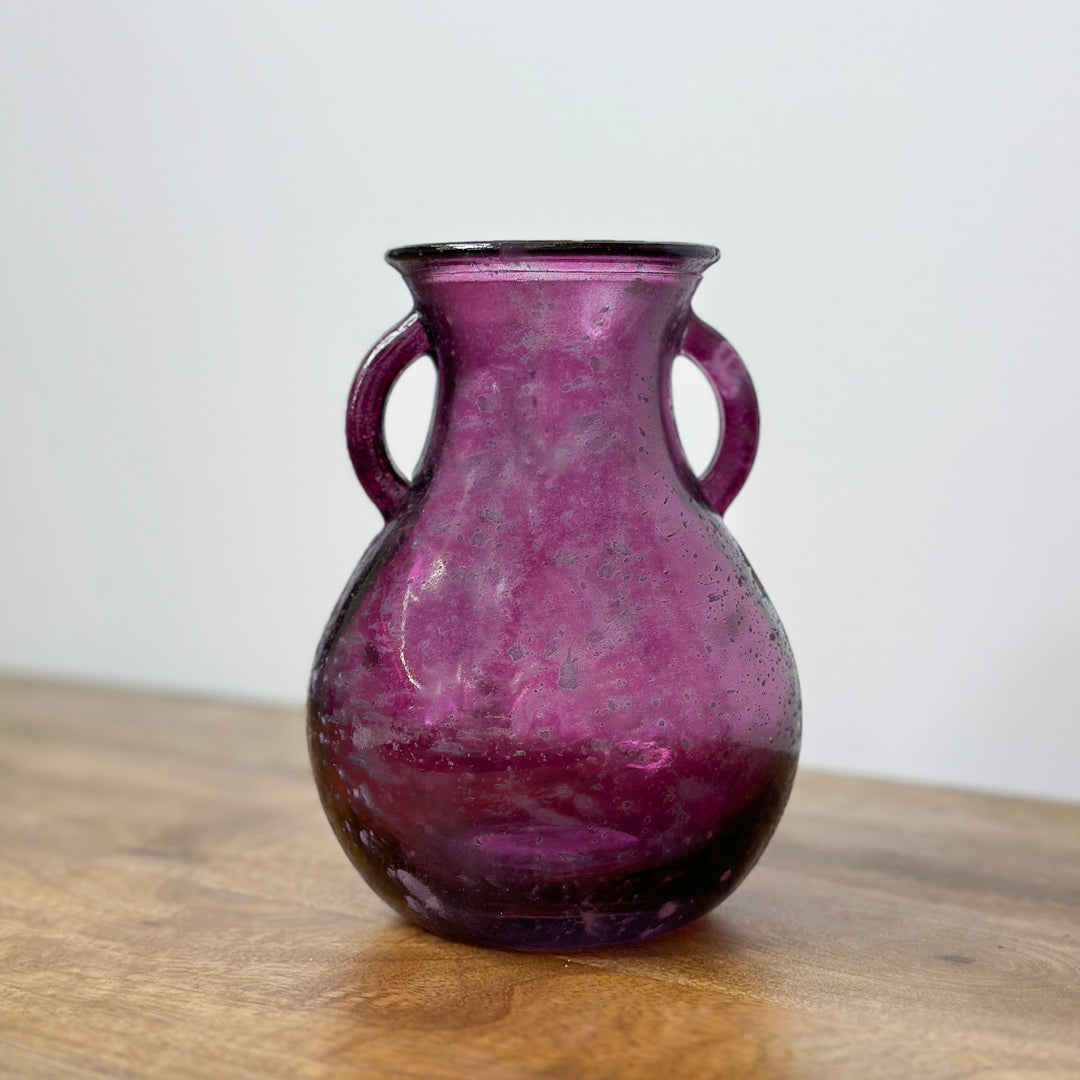 Purple Frosted Handle Vase