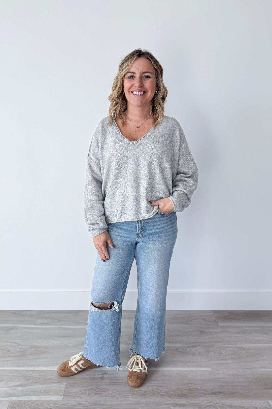 Free People See Me V Neck Pullover