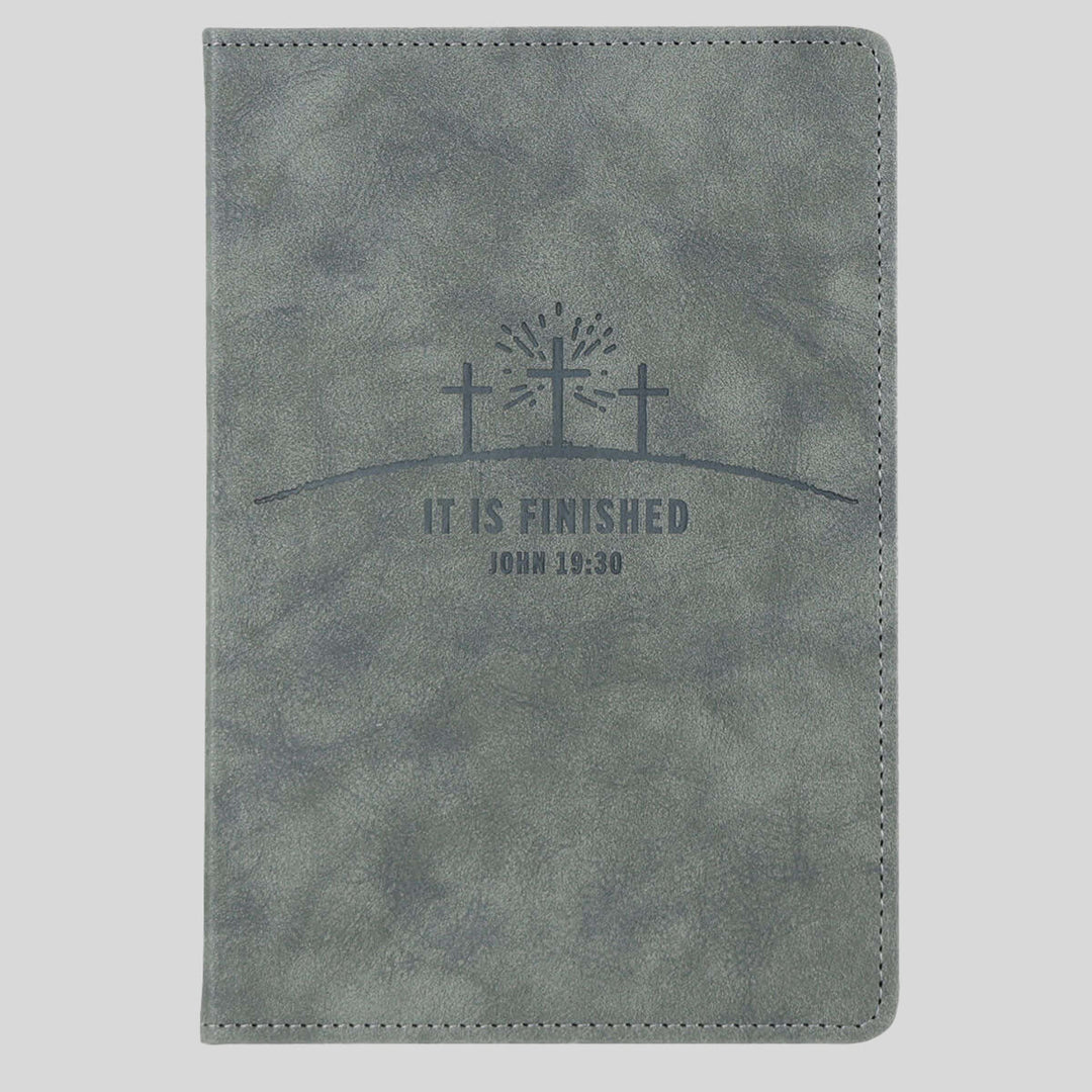 It Is Finished Gray Leather Journal