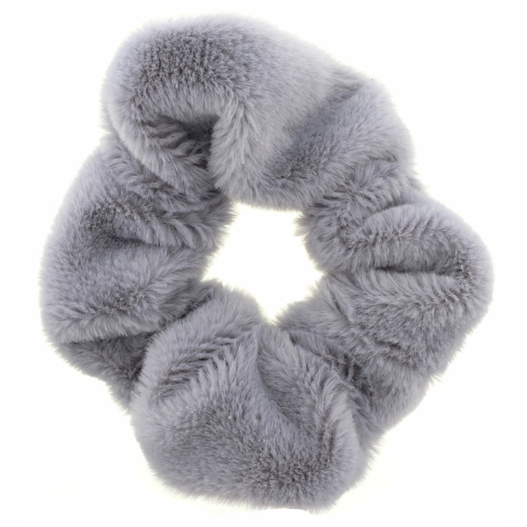 Gray Silky Fur Scrunchie