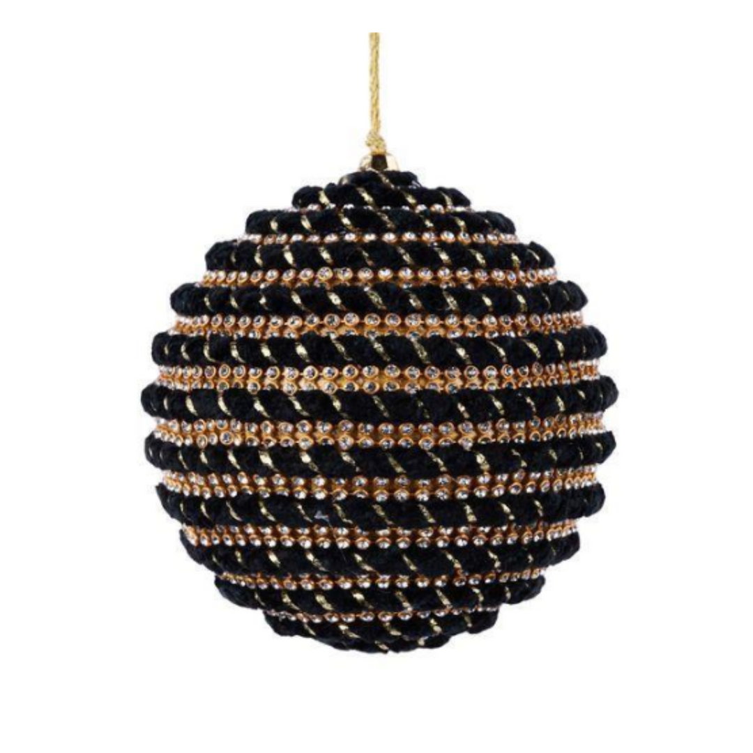 Jeweled Black Yarn Ball Ornament