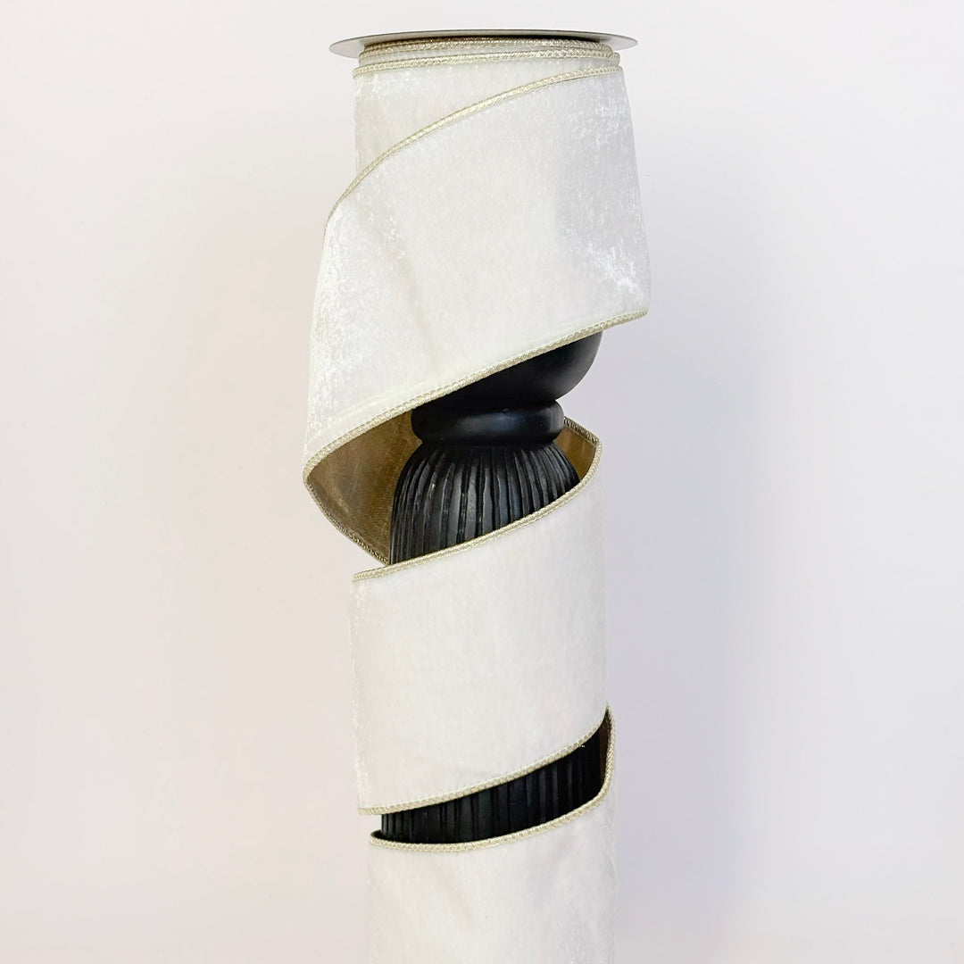 John Mark White Velvet Metallic Gold Ribbon