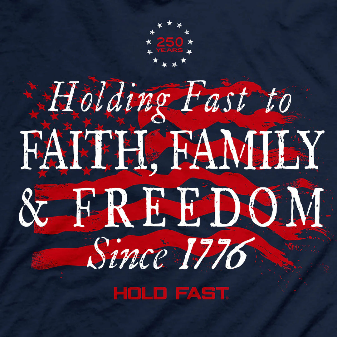 Hold Fast Faith Family & Freedom Navy Tee