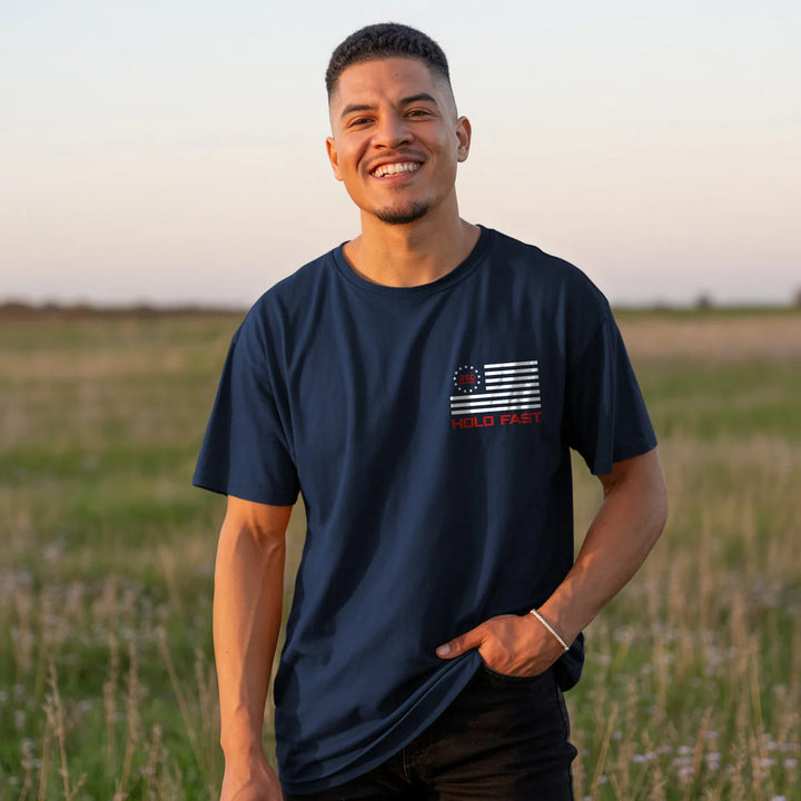 Hold Fast Faith Family & Freedom Navy Tee
