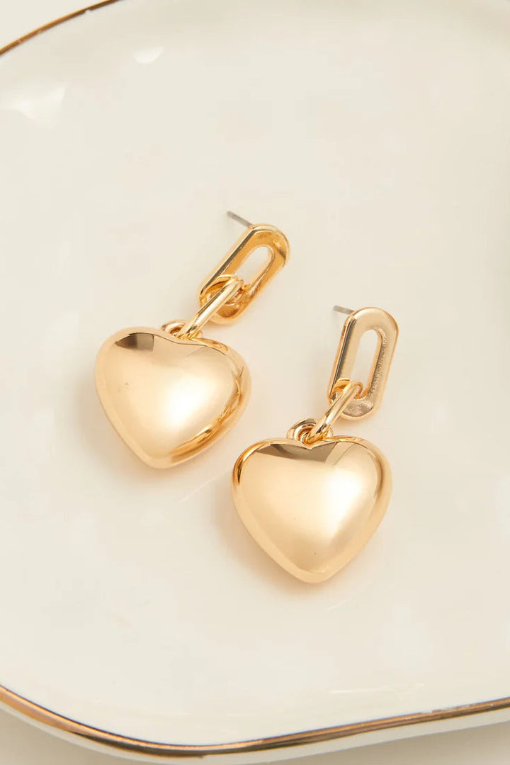 Drop Link Heart Earrings