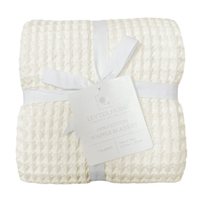 Off White Waffle Blanket Throw