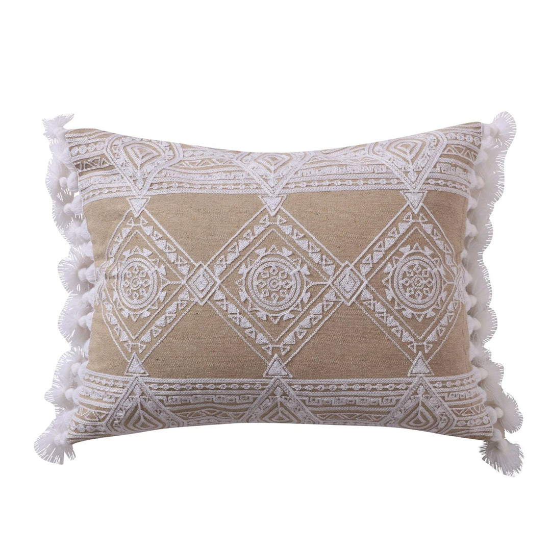 Harleson White Diamonds & Tassels Pillow