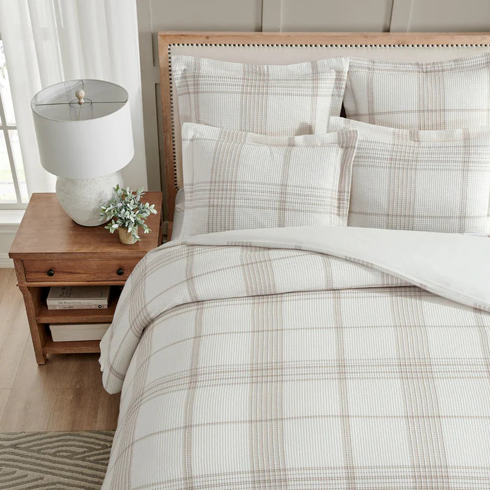 Waffle Plaid Euro Sham Set