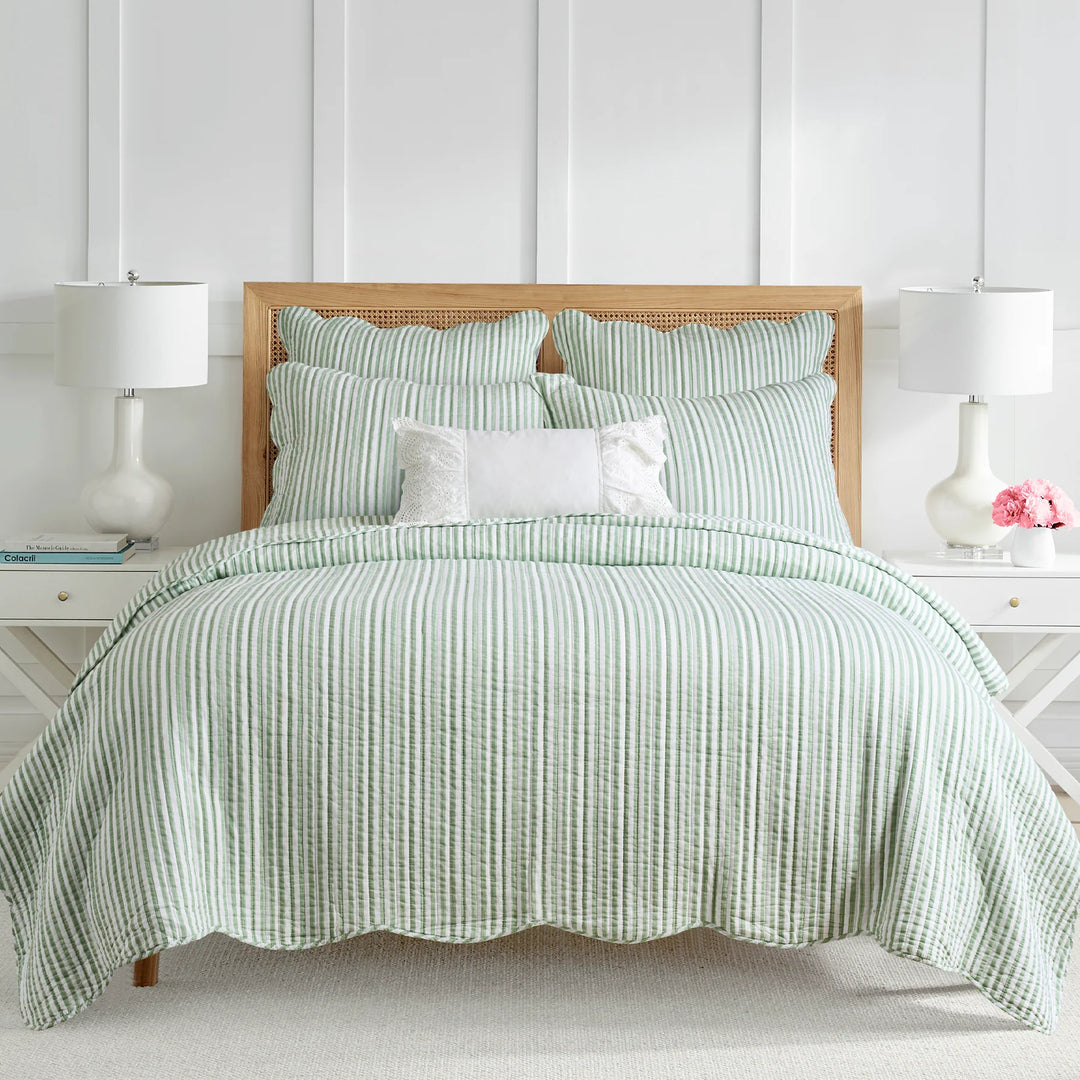 Martha Stripe Sage Quilt Set