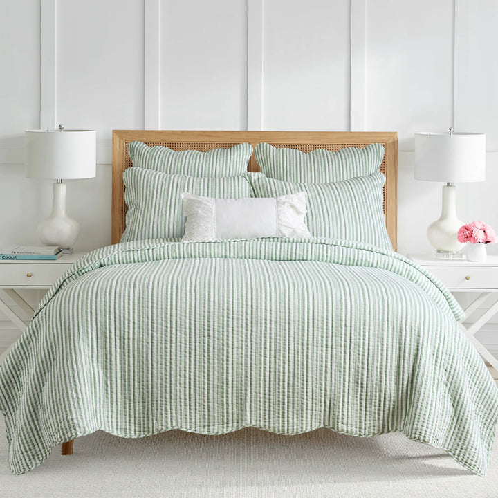Martha Stripe Sage Quilt Set
