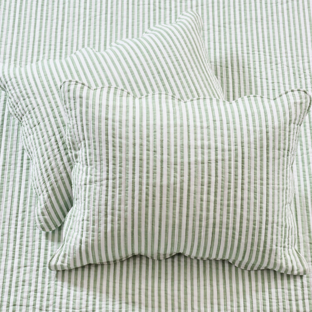 Martha Stripe Sage Quilt Set