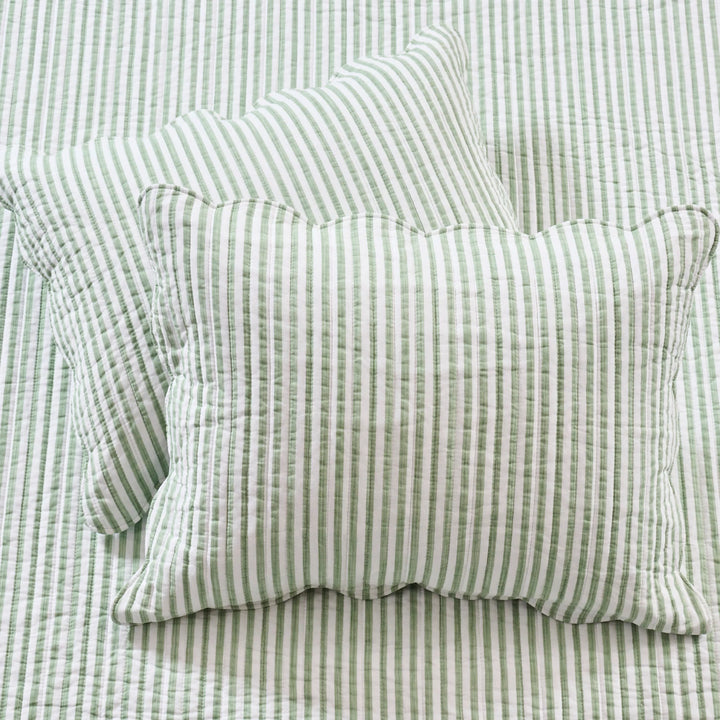 Martha Stripe Sage Quilt Set