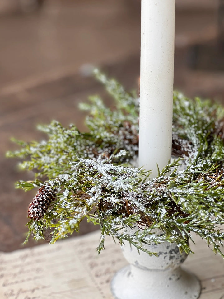 Snowy Prickly Pine Candle Ring