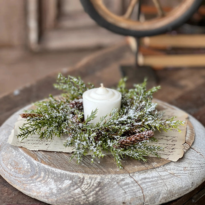 Snowy Prickly Pine Candle Ring