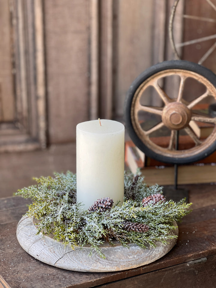 Snowy Prickly Pine Candle Ring