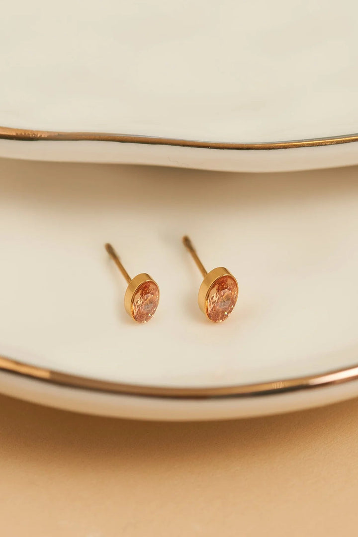 Narelle Waterproof Oval Gem Stud Earrings