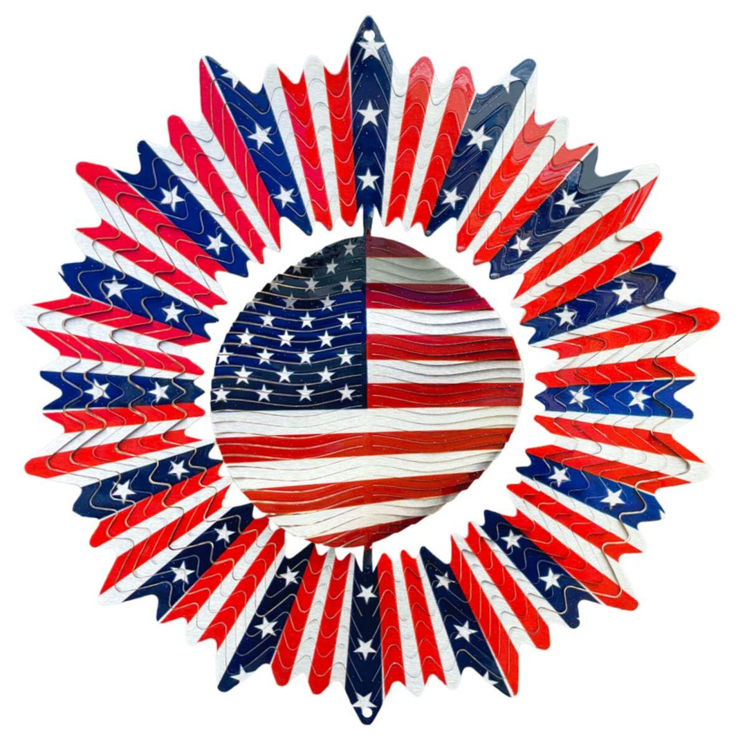 Decorative wreath with American flag design on a white background