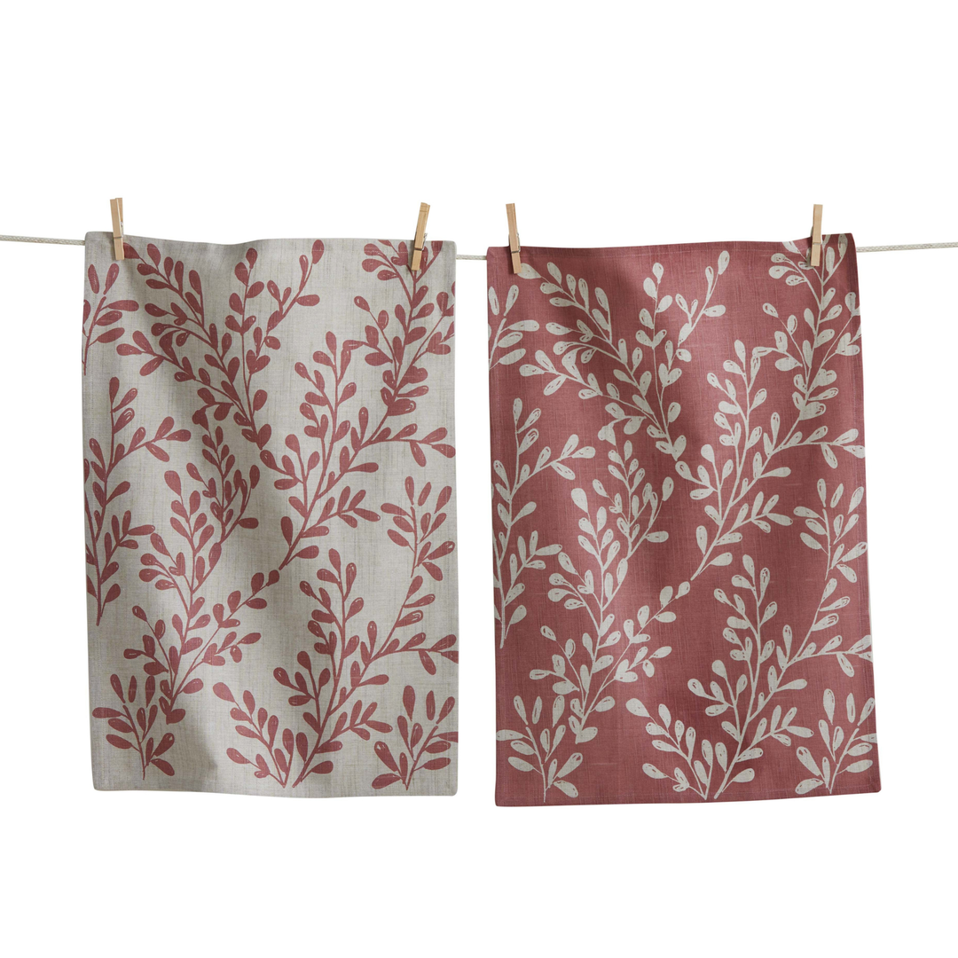 Rose Leafy Vine Canyon Dishtowel Set