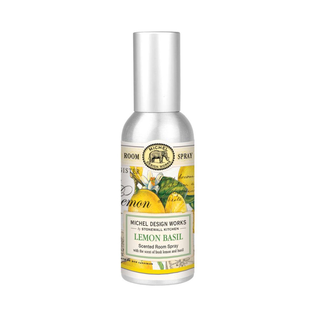 Lemon Basil scented room spray bottle by Michel Design Works on a white background
