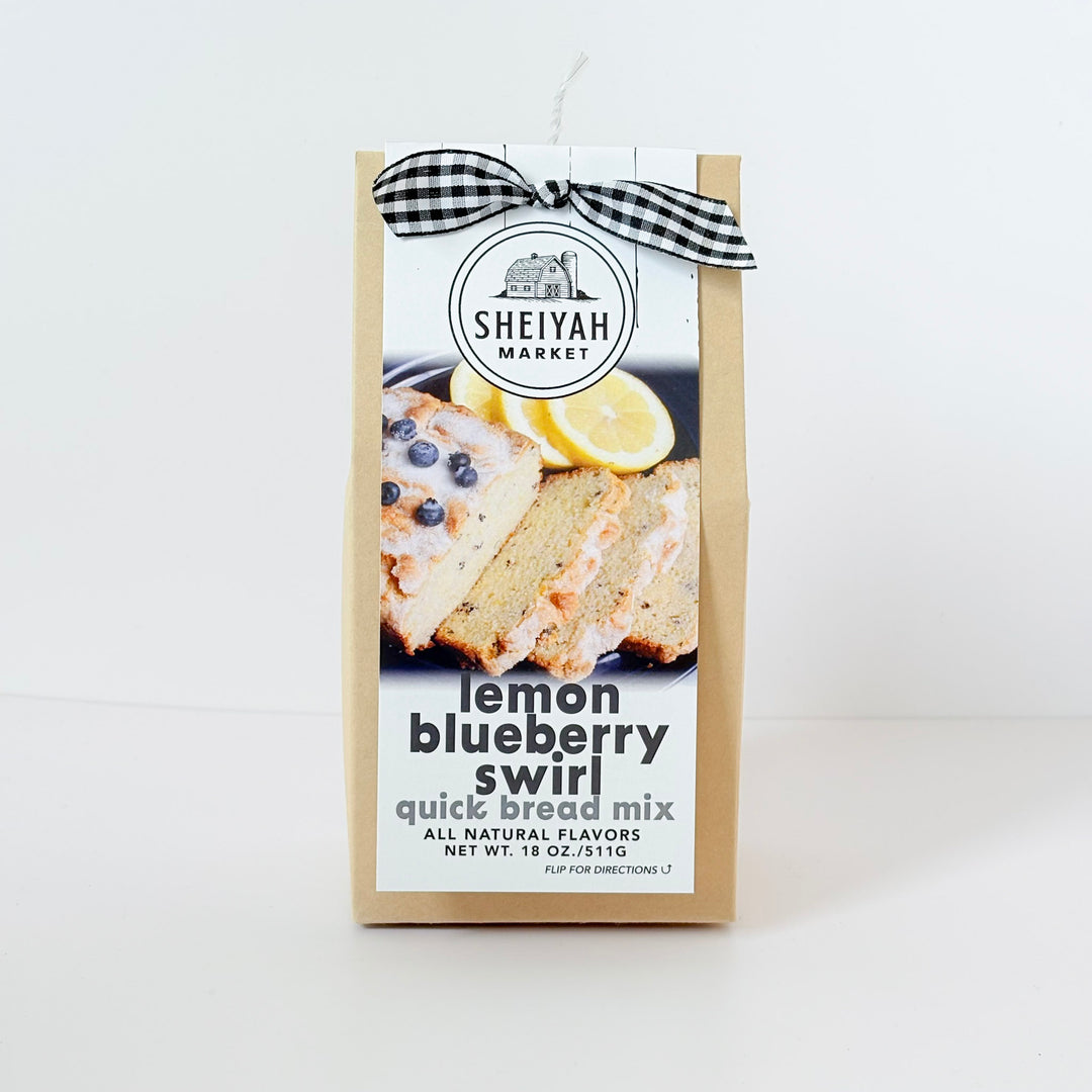 Sheiyah Market lemon blueberry swirl quick bread mix package on a white background
