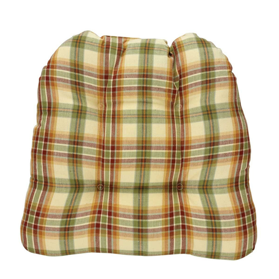 Plaid patterned cushion on a white background
