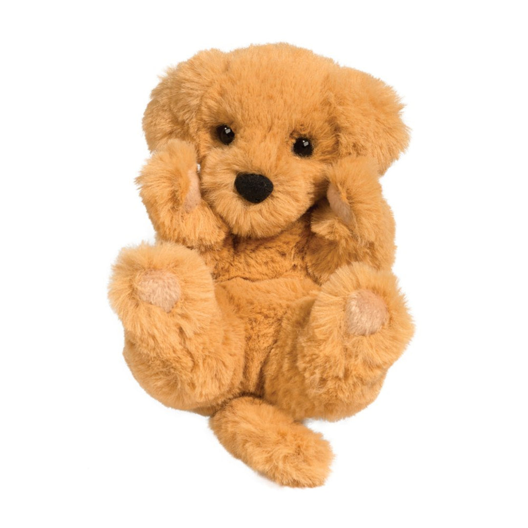 Plush dog toy on a white background