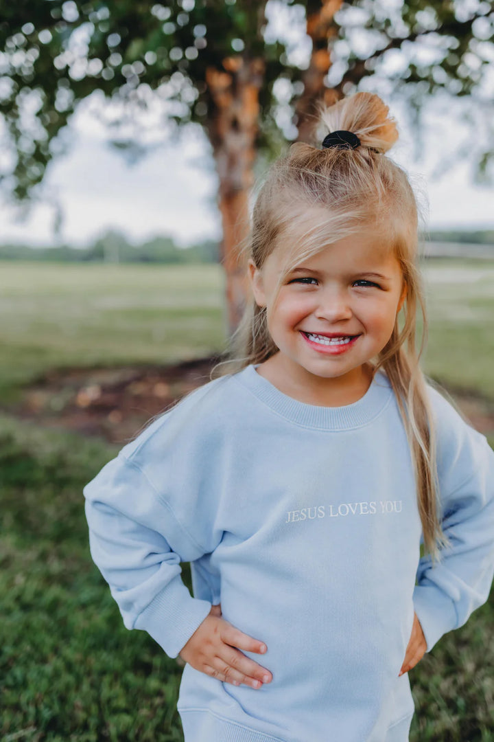 Jesus Loves You Sweatshirt in Vintage Blue