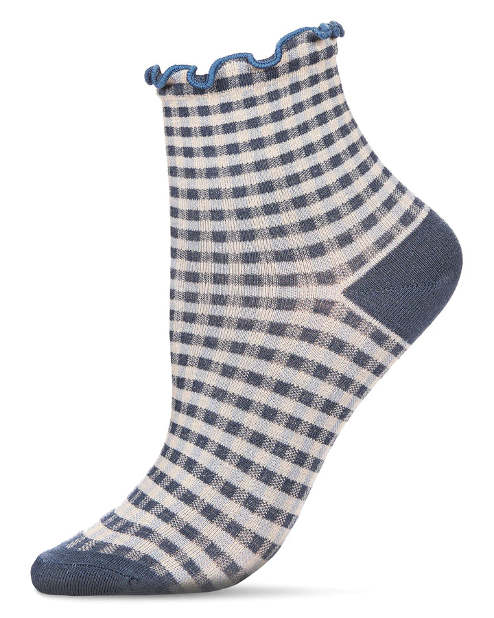 Gingham Ruffle Anklet Sock