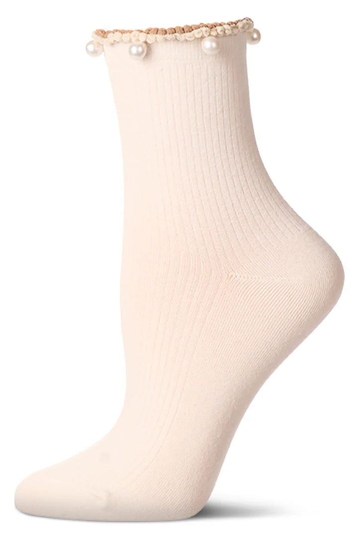 Pearl Trimmed Lettuce Edge Ankle Socks