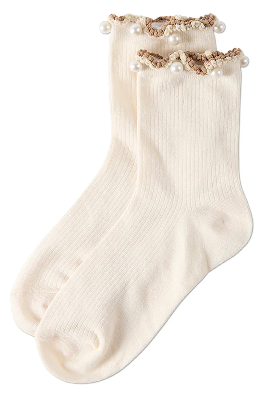 Pearl Trimmed Lettuce Edge Ankle Socks