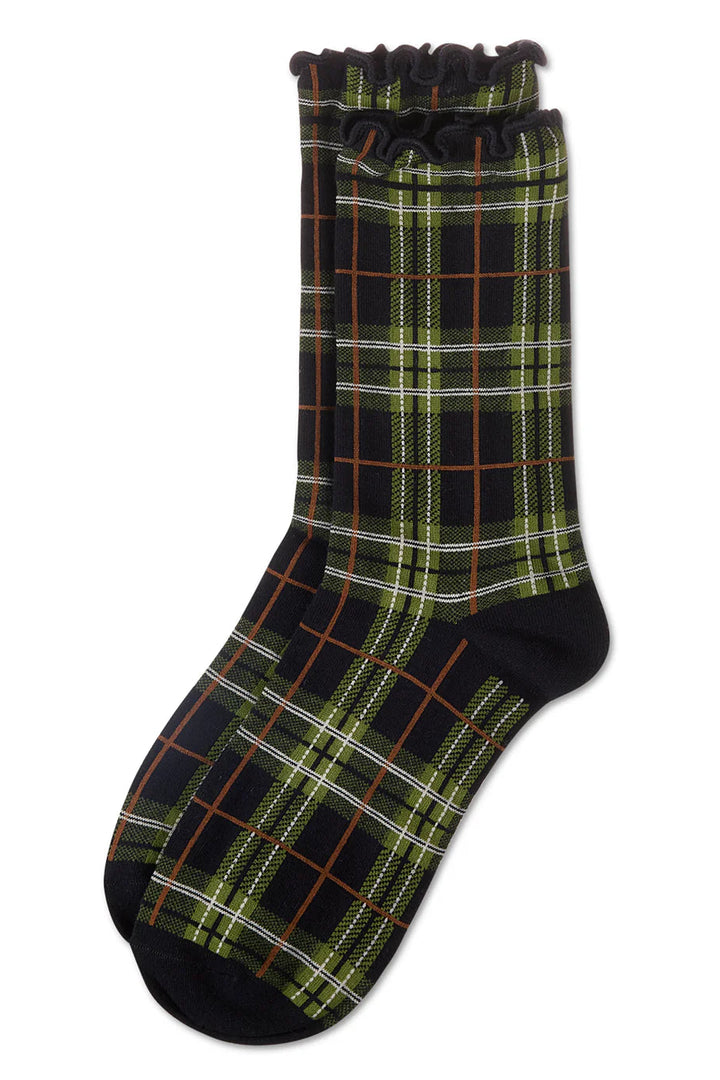 Plaid Lettuce Edge Crew Socks