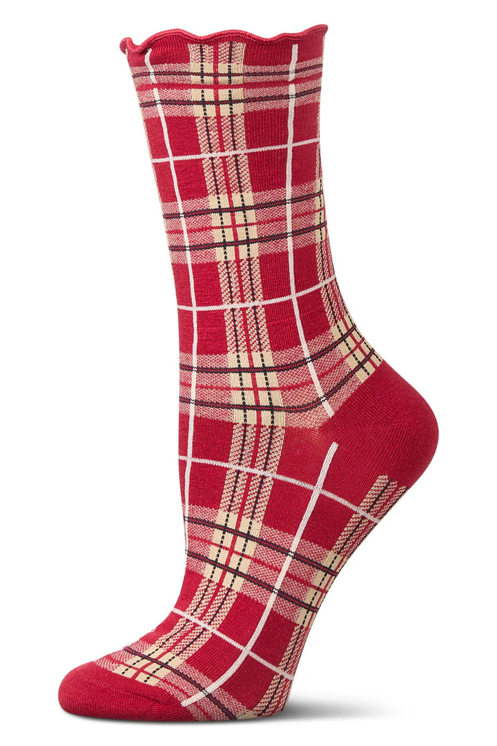 Plaid Lettuce Edge Crew Socks