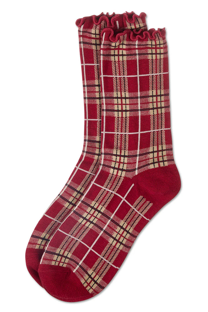 Plaid Lettuce Edge Crew Socks