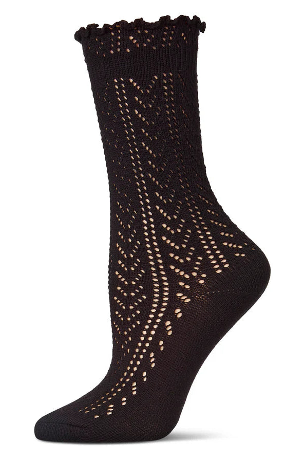 Ruffle Pointelle Crew Socks