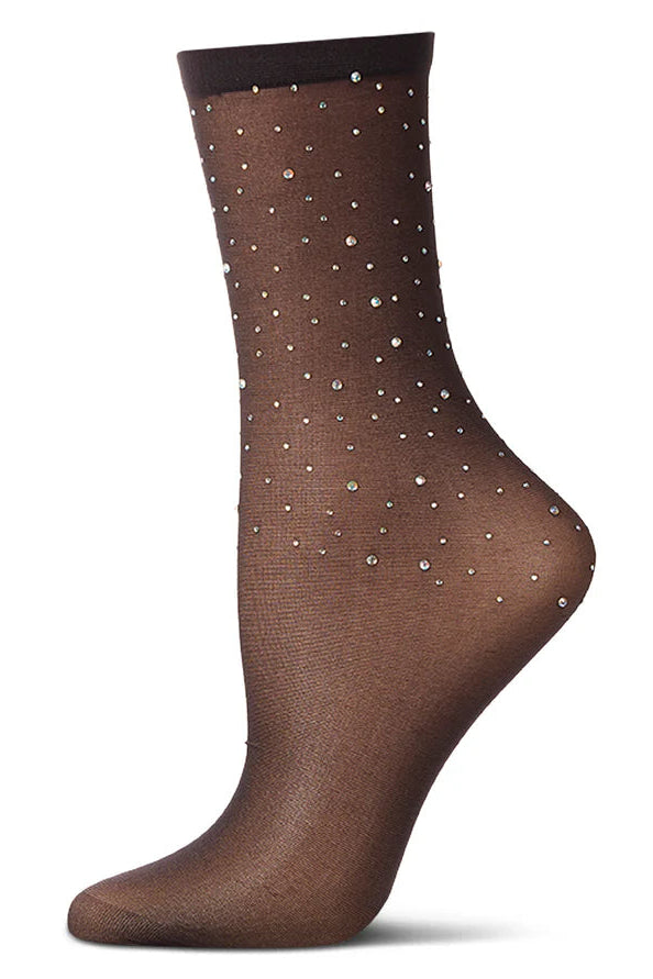 Rhinestone Studded Sheer Crew Sock