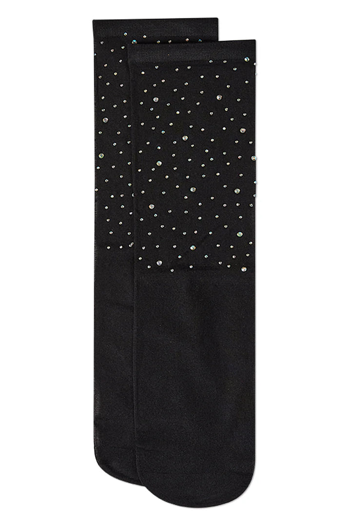 Rhinestone Studded Sheer Crew Sock