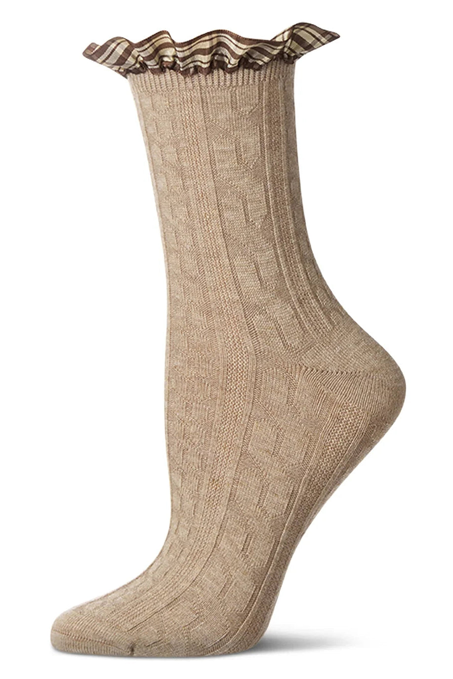 Plaid Ruffle Cuff Crew Sock