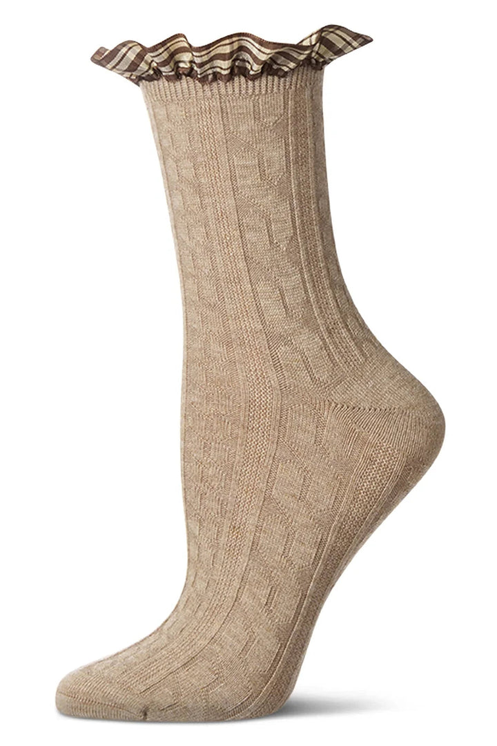 Plaid Ruffle Cuff Crew Sock