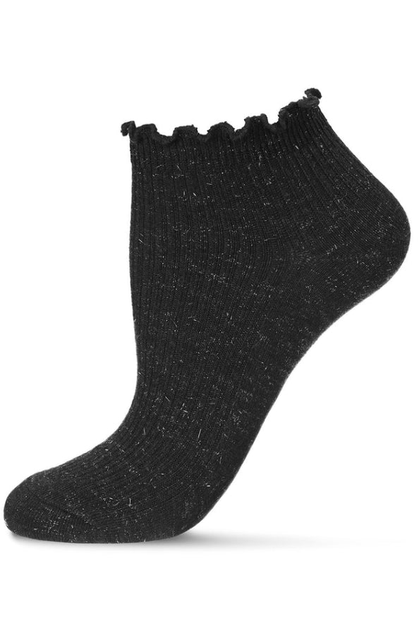Sparkle Rib Scalloped Cuff Low Cut Socks