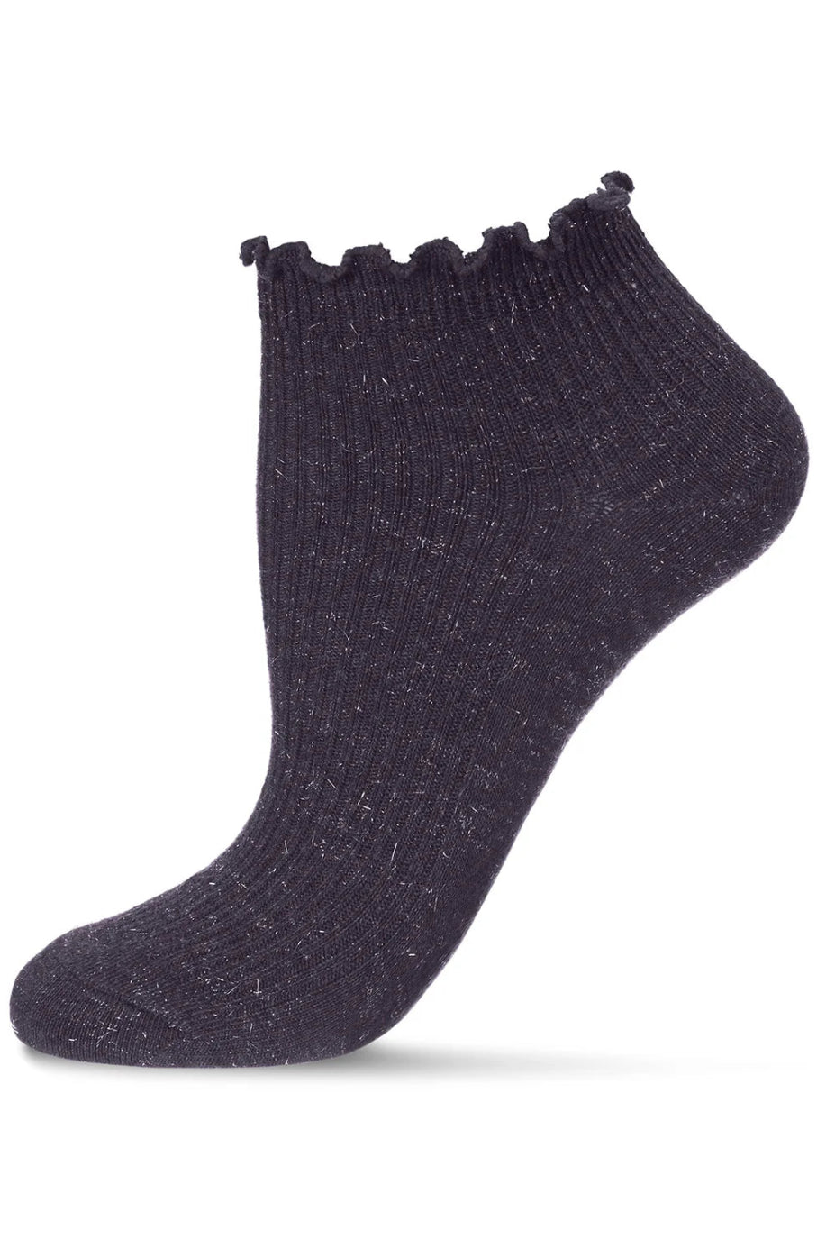 Sparkle Rib Scalloped Cuff Low Cut Socks