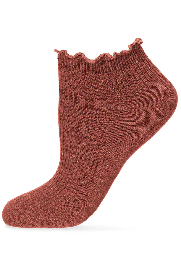 Sparkle Rib Scalloped Cuff Low Cut Socks