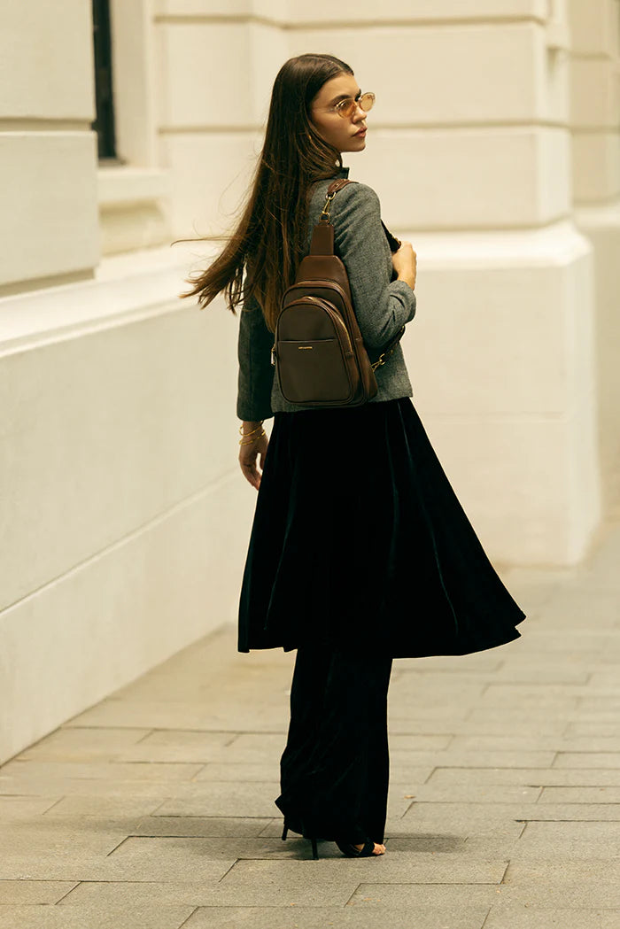 Mira & Moss Hayley Shiny Chocolate Brown Fanny Bag